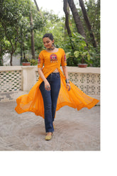 Vibrant Bandhani Print Kutchi Embroidery Round Neck Navratri Kurti π¨π